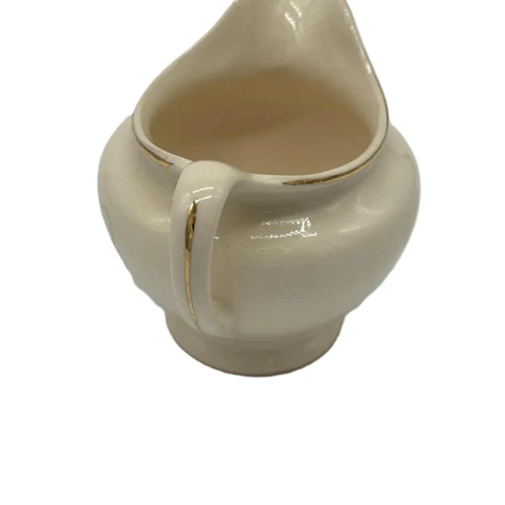 Vintage Windmill Scene Ceramic Creamer Pitcher Gold Rim Cream Small Dutch Style